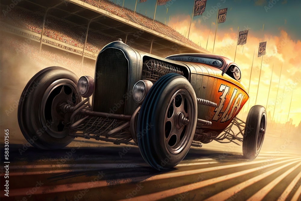 Hot rods will start on a special track at the stadium, created with generative ai
