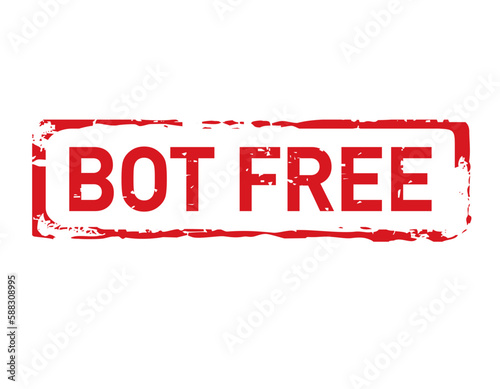 Red stamp bot free. Vector outline illustration.