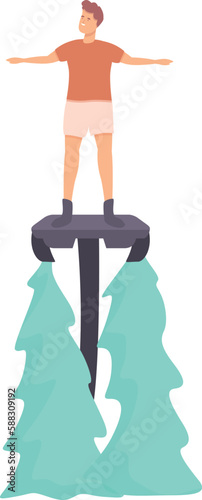 Sea flyboard icon cartoon vector. Summer vacation. Extreme man