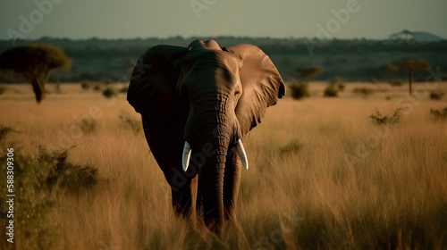 The beauty and power of elephants in their natural habitat. Generative AI