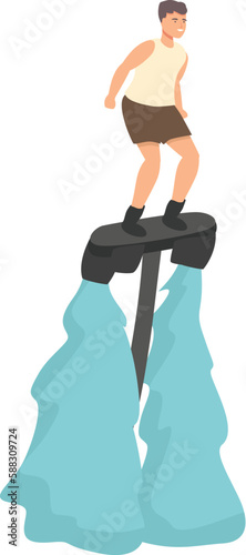 Vacation flyboard icon cartoon vector. Summer sea. Activity travel