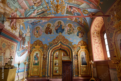 The interior of the aisle of the Trinity Cathedral of the Ipatievsky Monastery. Kostroma, Russia