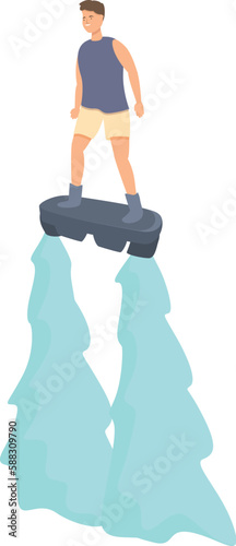 Recreation flyboard icon cartoon vector. Water sea. Extreme ocean