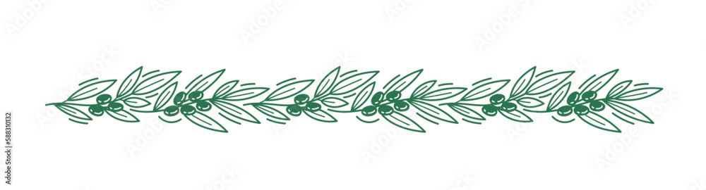 Olive tree branches flourish pattern. Line ornament background. Editable outline stroke. Vector line. Olive tree branches flourish pattern. Line ornament background. Editable outline stroke. Vector line.