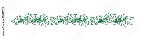 Olive tree branches flourish pattern. Line ornament background. Editable outline stroke. Vector line.