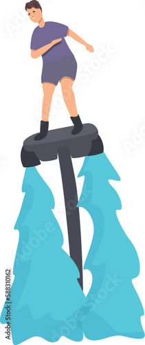 Beach flyboard icon cartoon vector. Summer sea. Action adventure