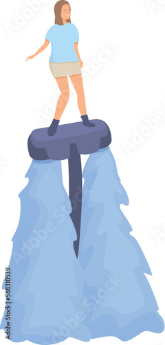 Fly board icon cartoon vector. Summer sea. Action wave