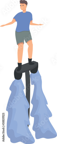 Blue flyboard icon cartoon vector. Summer sport. Action adventure