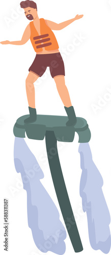Jetpack flyboard icon cartoon vector. Summer sport. Action travel