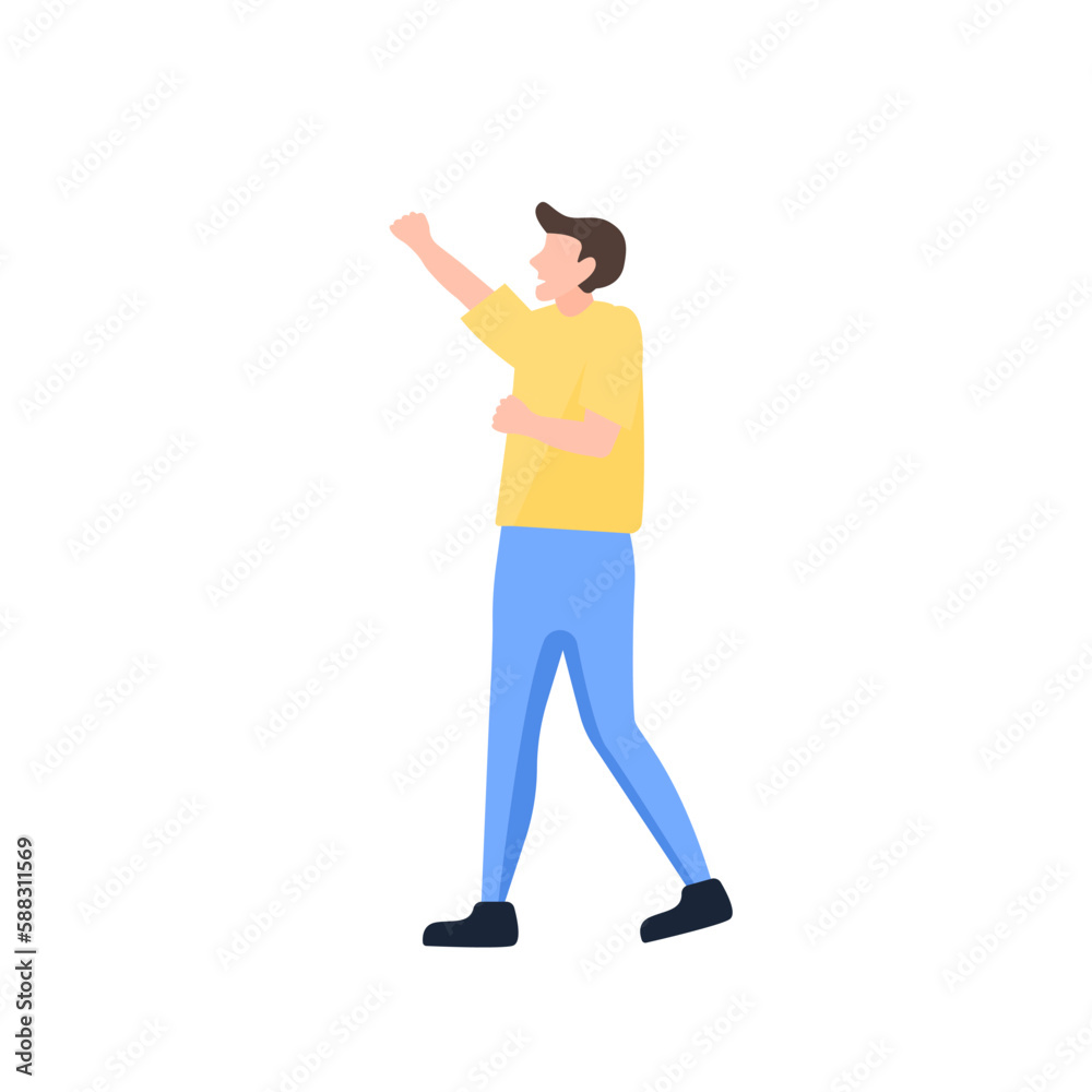 man, greeting on a white background, vector illustration