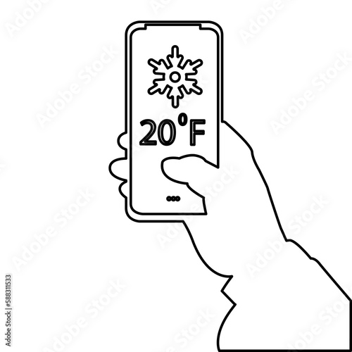 hand and phone icon, low temperature concept, vector illustration