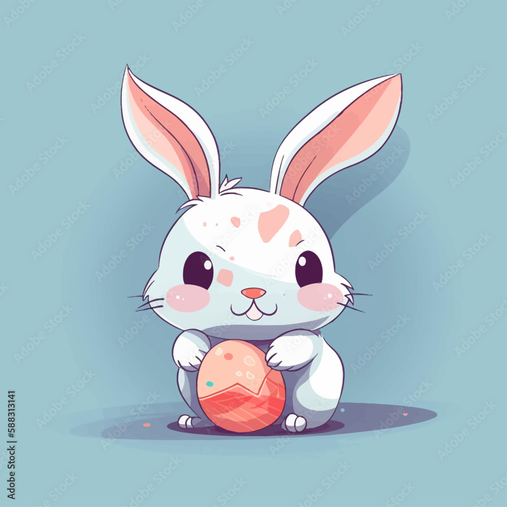 Cute easter bunny with Easter egg. Holiday colorful vector illustration in pastel colors Cute easter bunny with Easter egg. Holiday colorful vector illustration in pastel colors