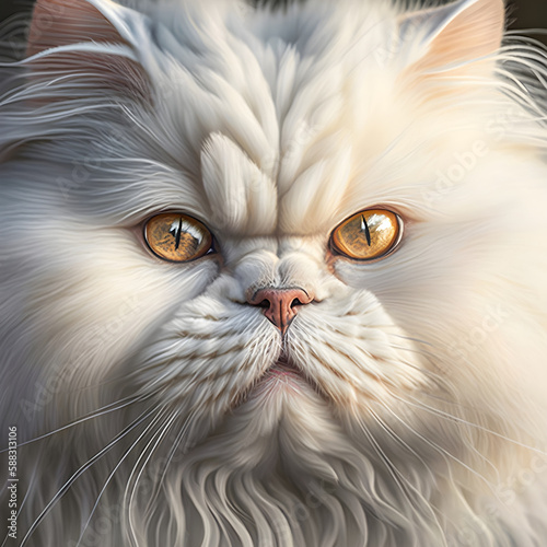 Graceful Persian Cat Face, Elegant Feline Profile, Majestic Persian Kitty Portrait, Beautiful Cat Face Close-Up, Captivating Persian Cat Headshot - AI Generative