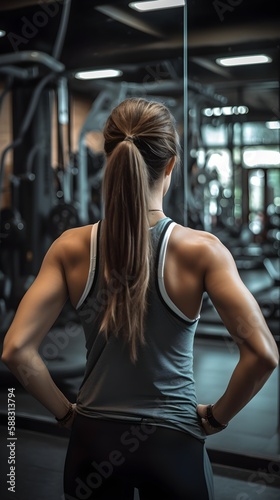 woman doing fitness exercise in gym