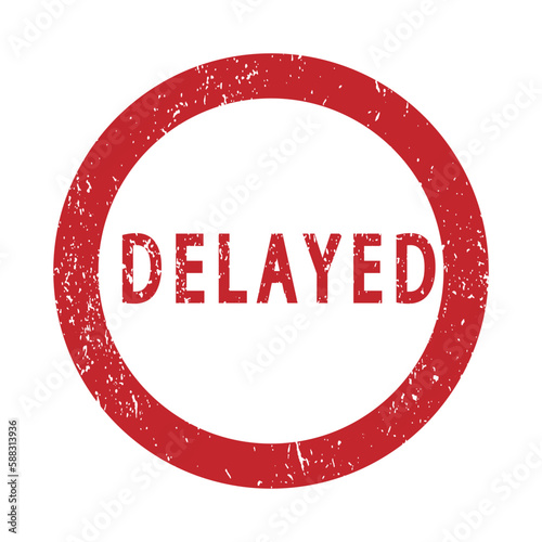 Grunge rubber stamp with text Delayed isolated on white background. Vector illustration