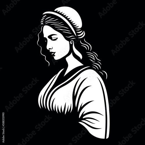 ancient peasant woman silhouette