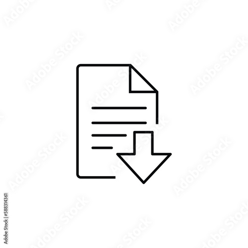 Vector file icon with folded corner with download symbol