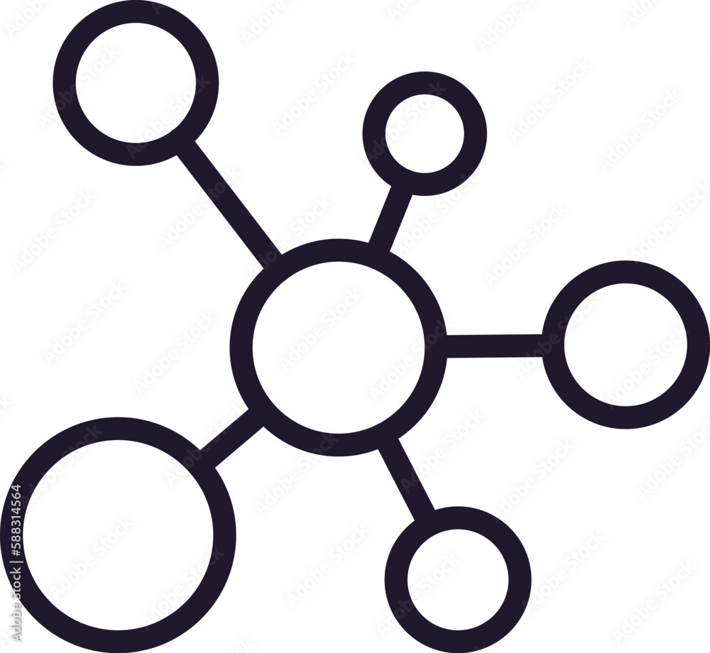 Single line icon of molecule High quality vector illustration for design, web sites, internet shops, online books etc. Editable stroke in trendy flat style isolated on white background