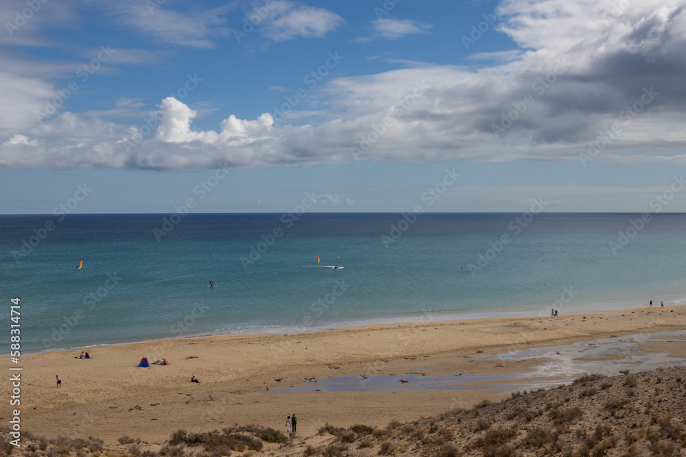 Calm Atlantic ocean and a cloudy sky, Fuertventura
