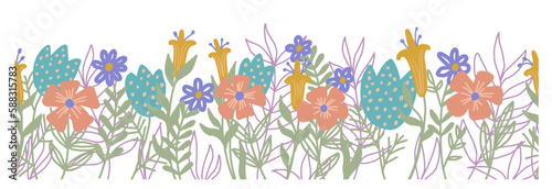 seamless floral border in vintage style.