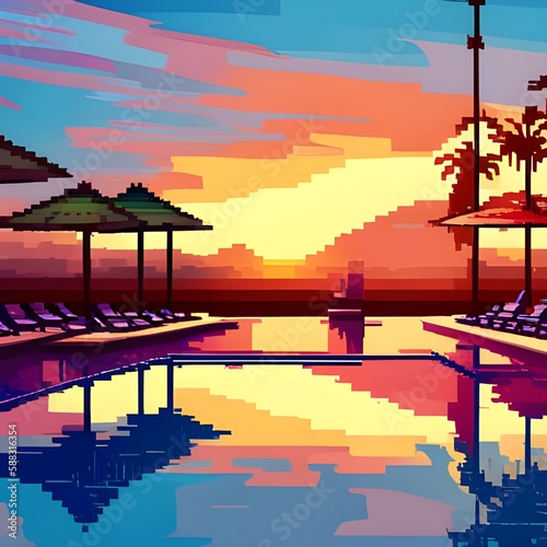 Pixelart Beach Sunset