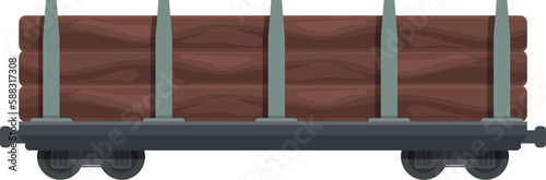Train freight wagon wood icon cartoon vector. Cargo goods. Track steel