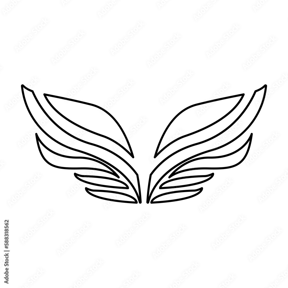 wings icon on a white background, vector illustration