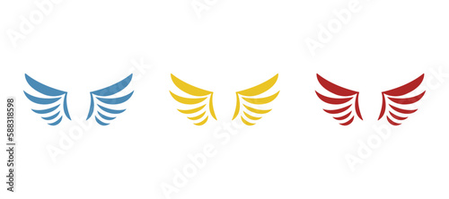 wings icon on a white background, vector illustration