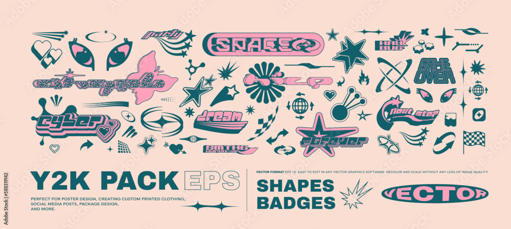 Obraz premium Vector Graphic Assets Set. Bold modern Shapes.