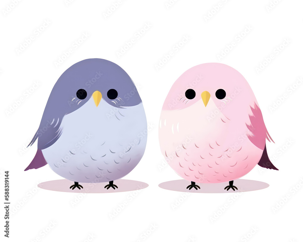 Cute birds isolated on a white background. Vector illustration.