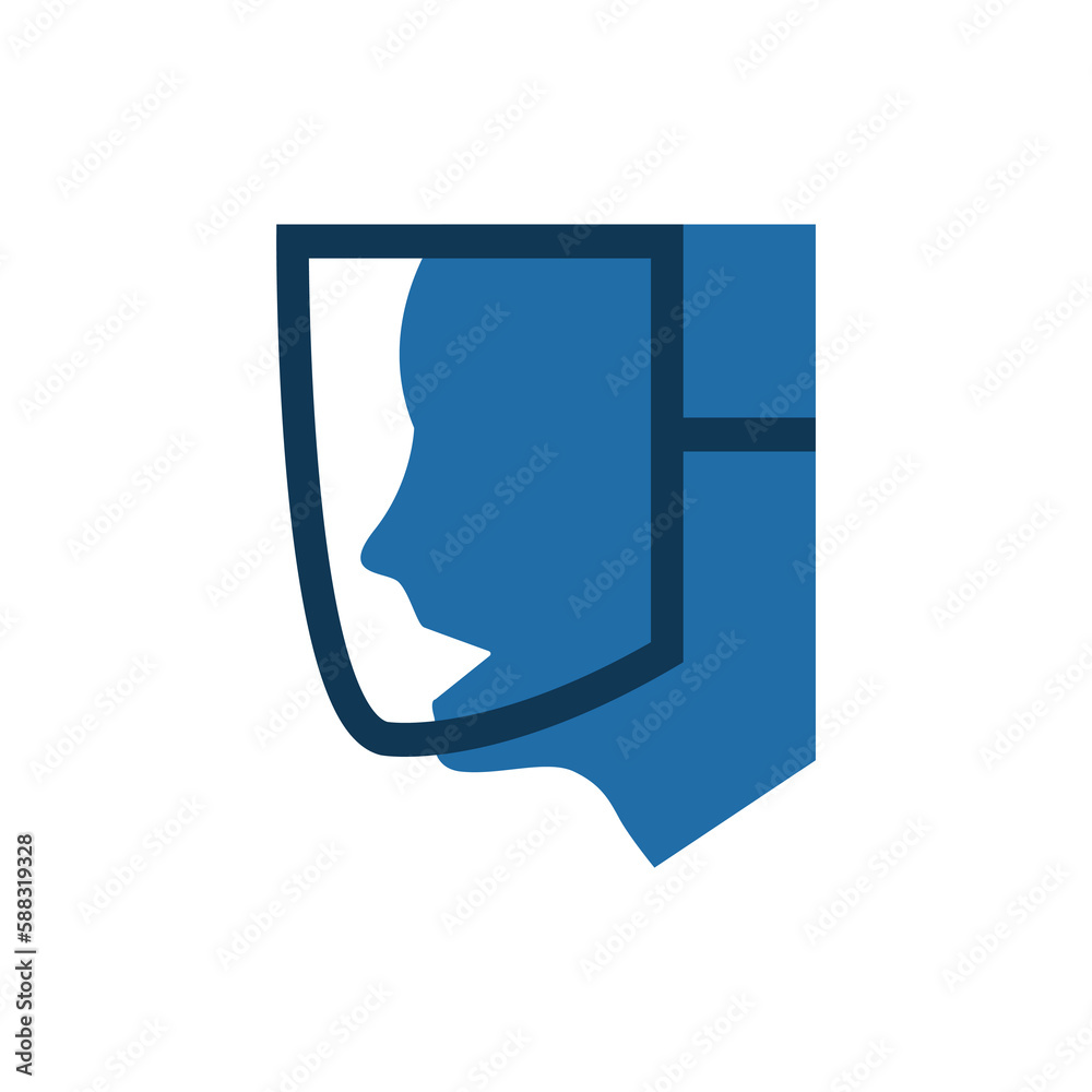 head icon, head shield, mask, vector illustration