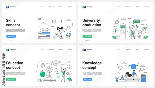 Investment in education and graduation, development of skills, knowledge set vector illustration. Cartoon tiny people with university diploma, students study with digital book, invest in scholarship