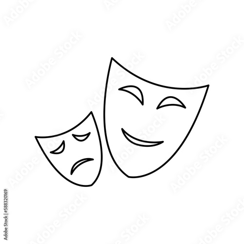 theater masks icon, comedy and drama, vector illustration