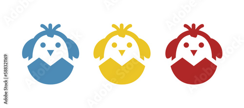 icon of a chick that hatched from the egg, vector illustration