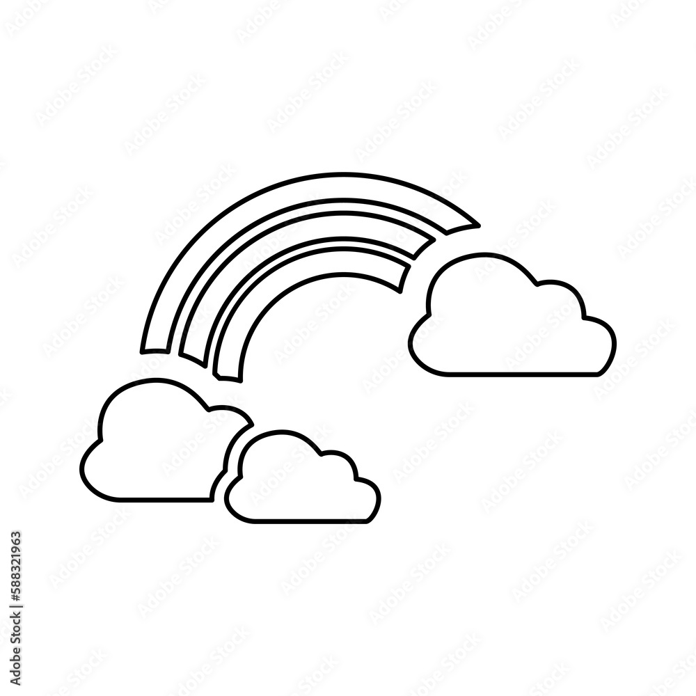 cloud and rainbow icon on white background, vector illustration cloud and rainbow icon on white background, vector illustration