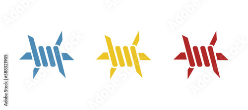icon of a fence with thorns on a white background, vector illustration