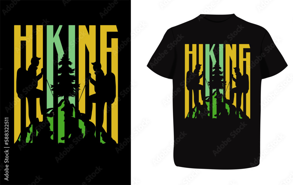 Fototapeta premium HIKING t-shirt Design, ready print design, graphic design vector illustration
