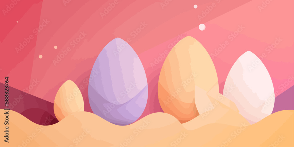 Abstract Easter vector background with easter eggs 2d flat cartoon style