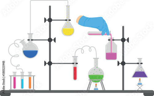 Various chemical experiments, vector illustration