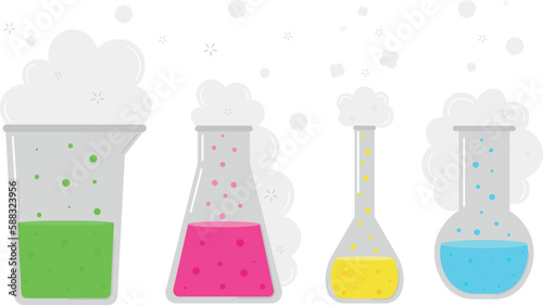 Various bright reaction experiments, vector illustration