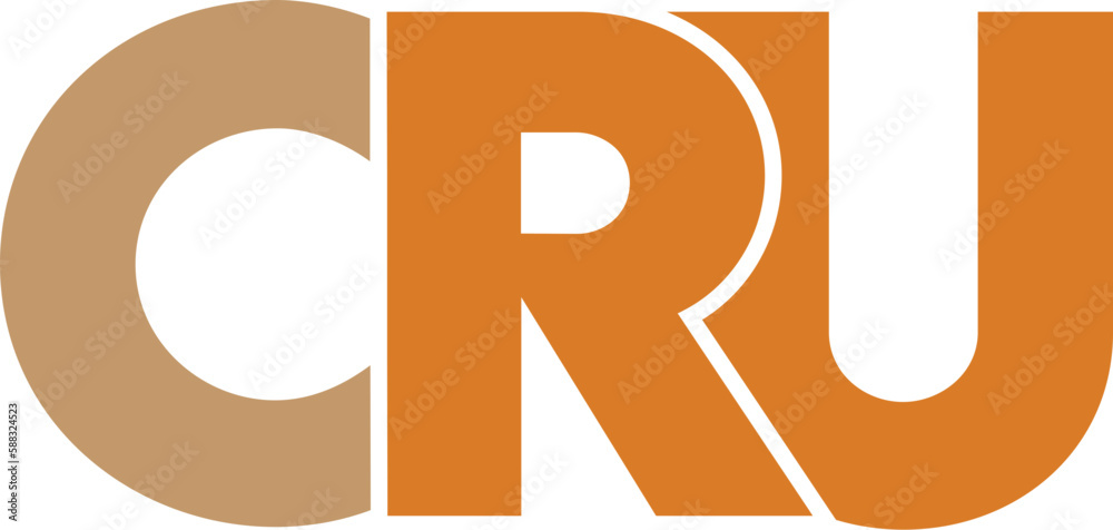 Letter CRU logo design on transparent background, CRU letter logo