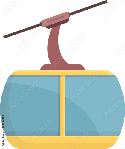 Alpine ski lift icon cartoon vector. Cable ropeaway. Cablecar cabin