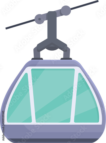 Travel ski lift icon cartoon vector. Cable winter. Resort cabin