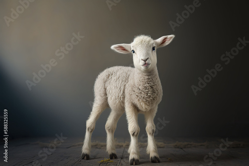 Cute lamb. Generative AI.