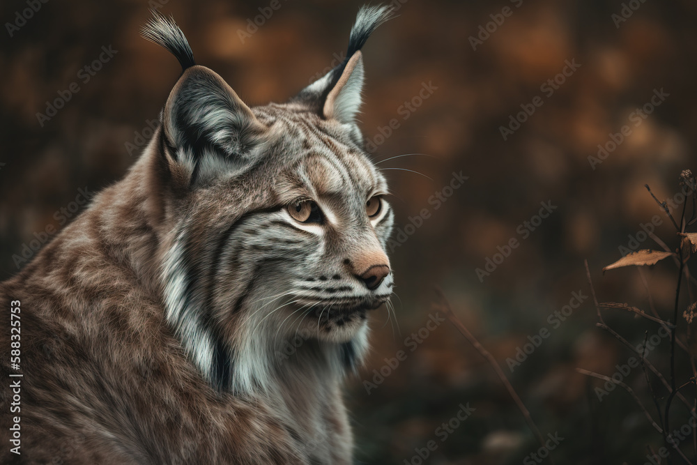 Obraz premium Geheimnisvoller Jäger: Ein Luchs in seiner natürlichen Umgebung 2