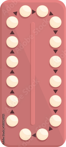 Red pill blister icon cartoon vector. Birth control. Health pack