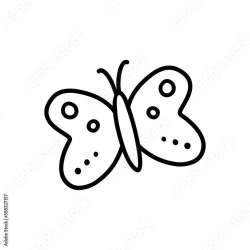 Cute flying butterfly isolated on white background. Vector hand-drawn illustration in doodle style. Perfect for decorations, logo, various designs.