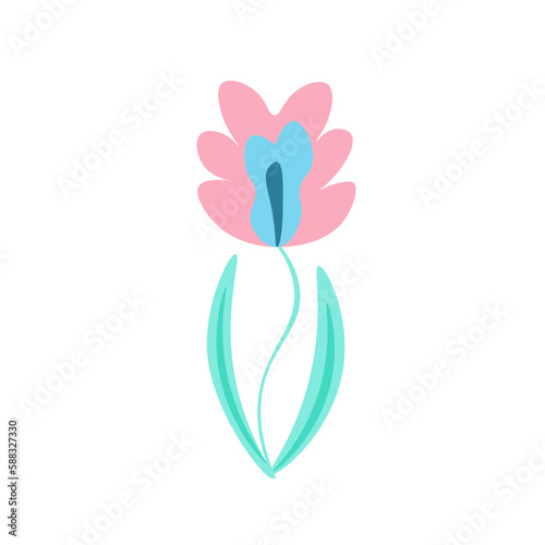 Watercolor simple Summer flower. Happy mother's day concept. Greeting card with colorful Spring flower isolated on white background.