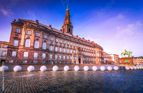 Canvas Print Copenhagen, Denmark. The Parliament, Christianborg city downtown.