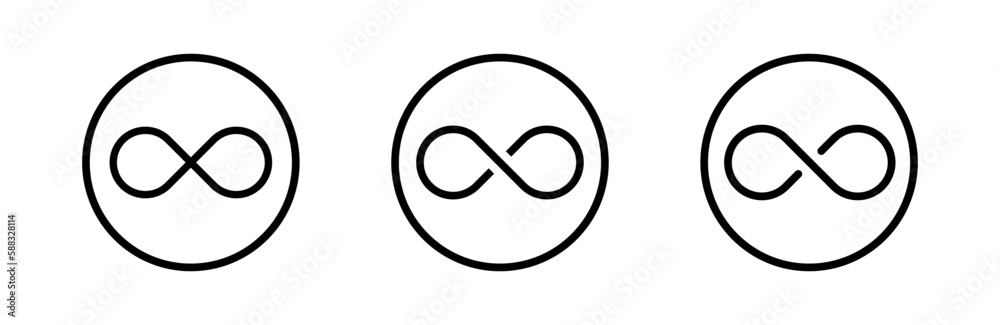 Vector illustration infinity. Isolate symbol of limitless. Icon set of eternity. Vector illustration infinity. Isolate symbol of limitless. Icon set of eternity.